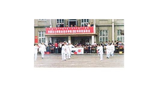 2002年校運會，老干部太極劍表演